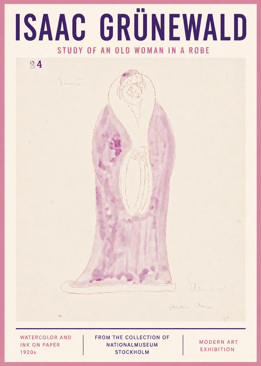 Isaac Grünewald Study of an Old Woman in a Robe No4 - Juliste