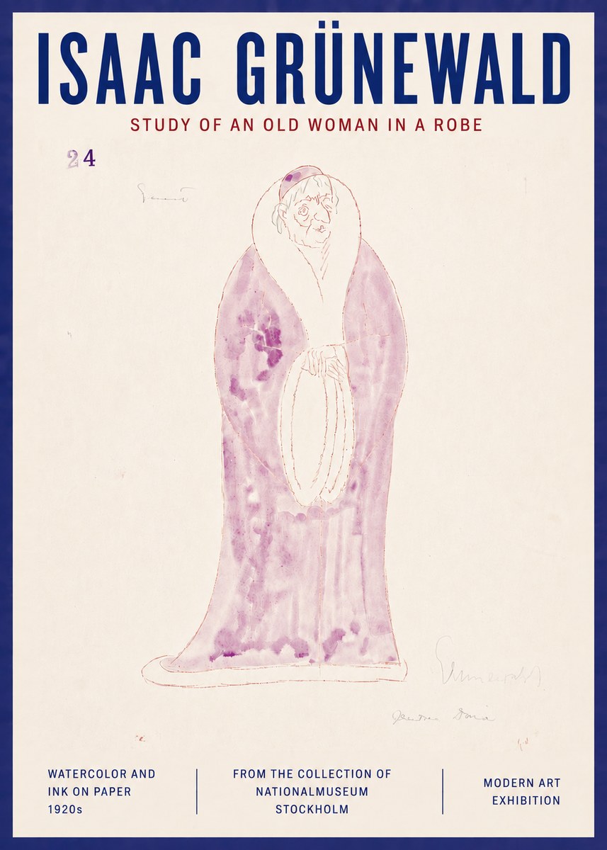 Isaac Grünewald Study of an Old Woman in a Robe No5 - Juliste