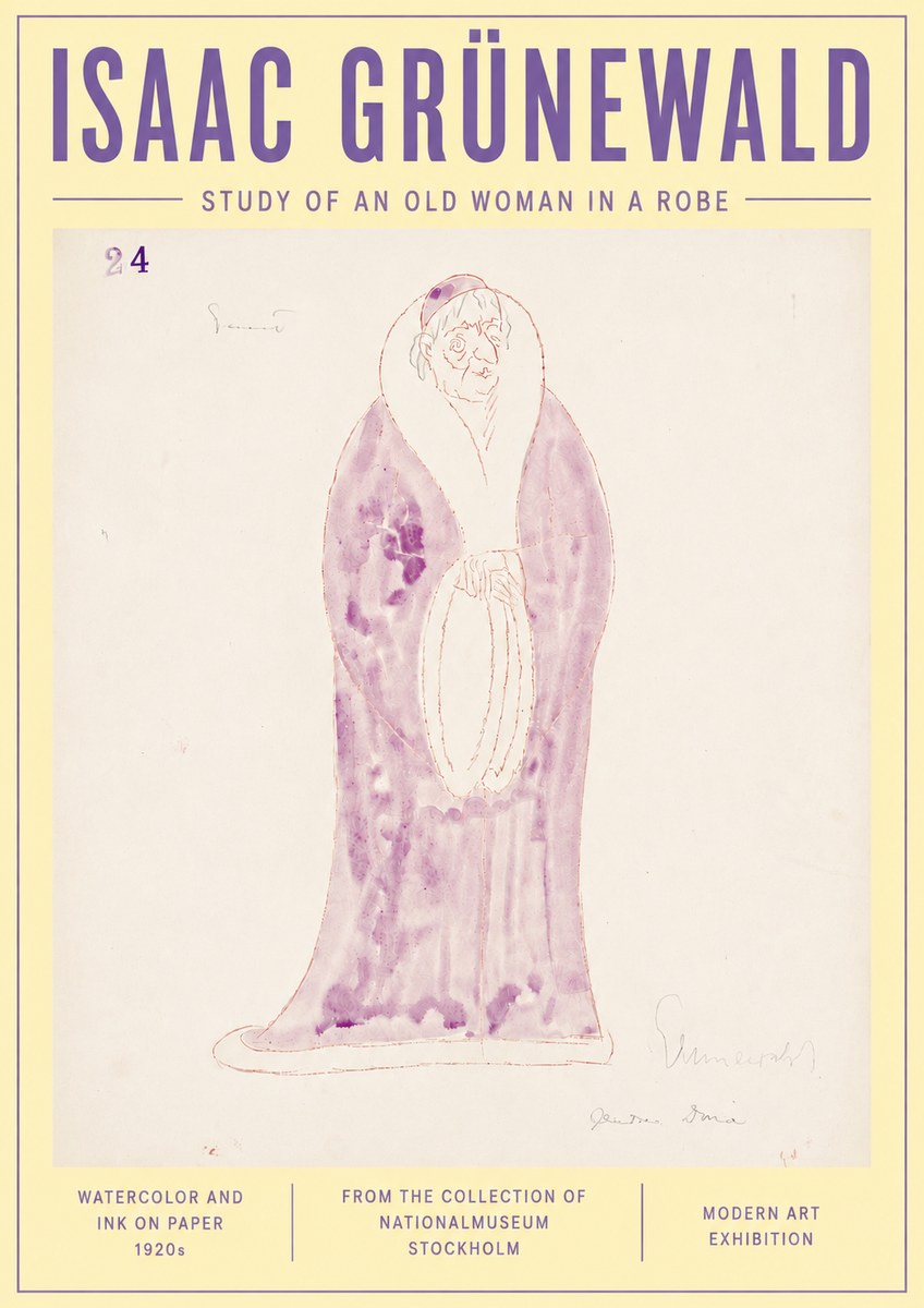 Isaac Grünewald Study of an Old Woman in a Robe No6 - Juliste