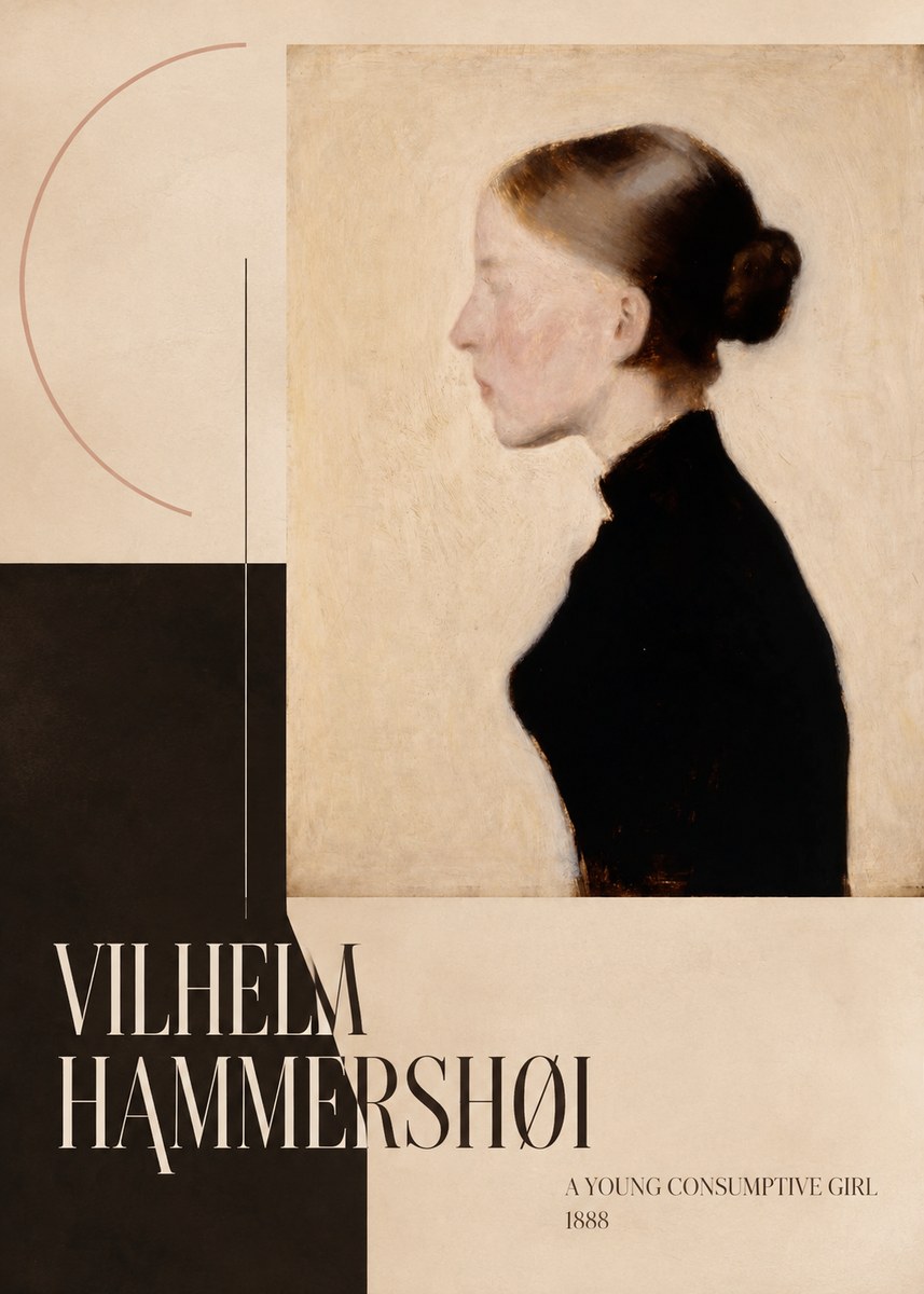 Vilhelm Hammershøi A Young Consumptive Girl No6 - Juliste