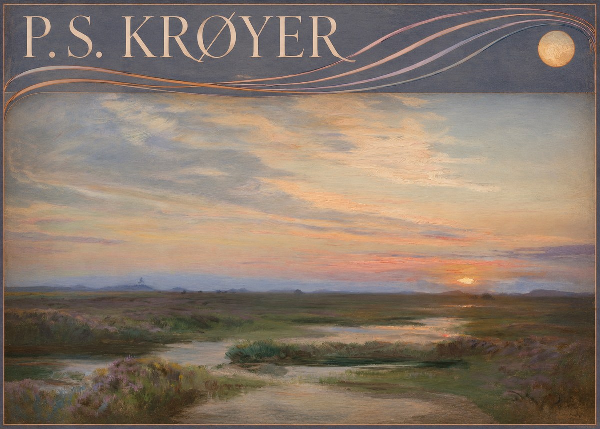 P.S. Krøyer Moorland with Sunset No6 - Juliste