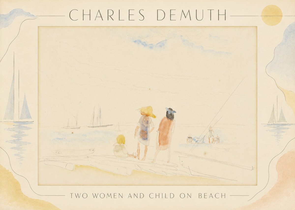 Charles Demuth Two Women and Child on Beach No3 - Juliste