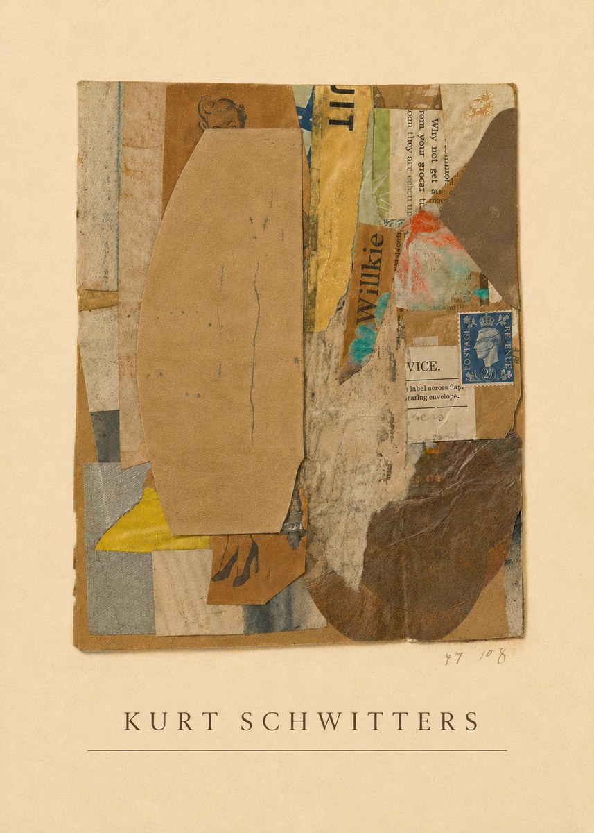 Kurt Schwitters Abstract Merz Collage No4 - Juliste