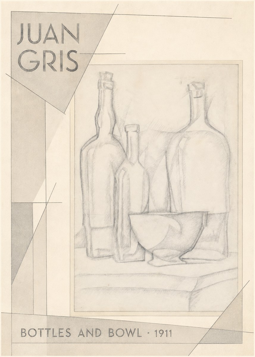 Juan Gris Bottles and Bowl No2 - Juliste