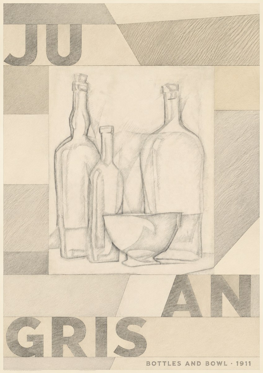 Juan Gris Bottles and Bowl No4 - Juliste