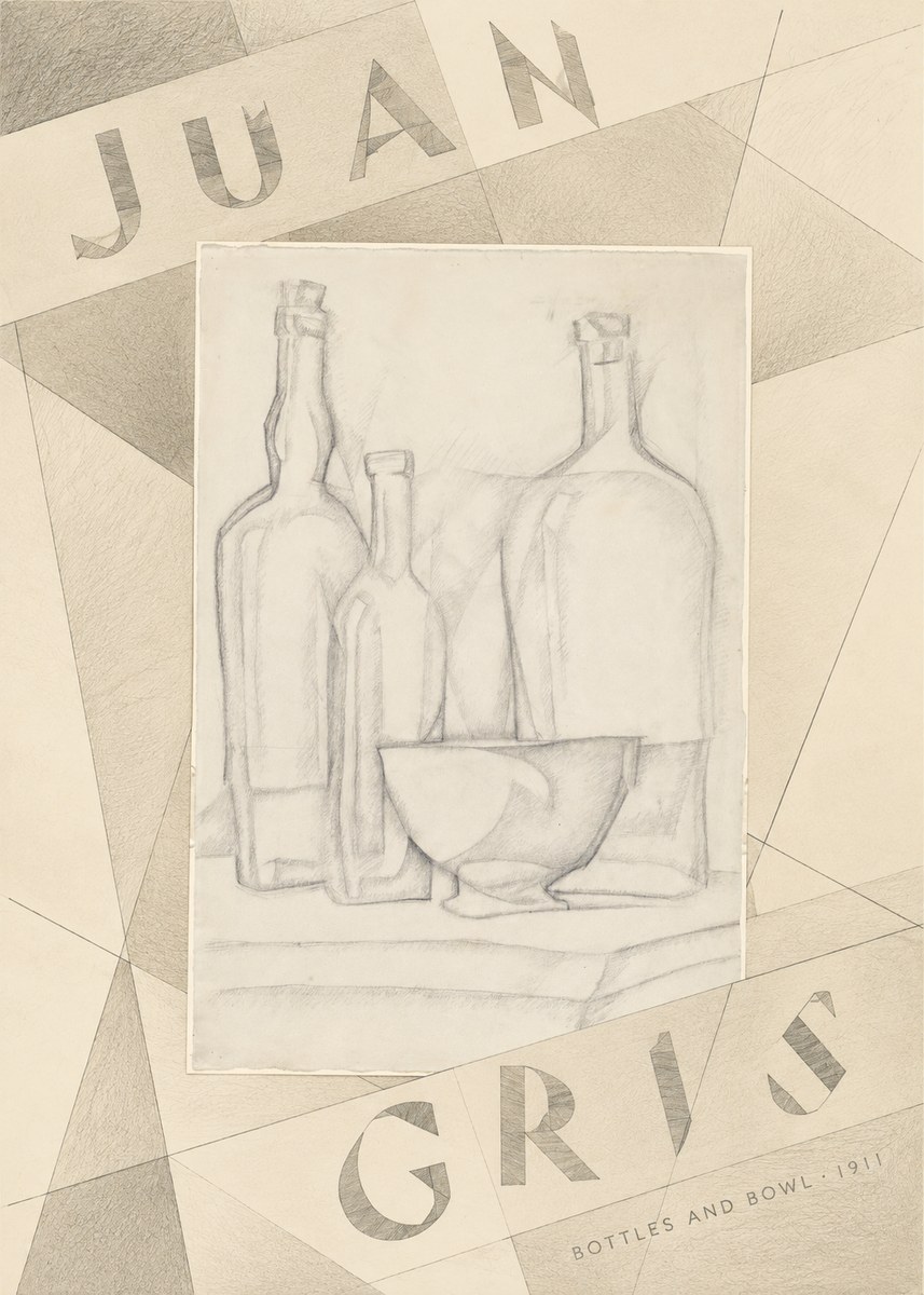 Juan Gris Bottles and Bowl No5 - Juliste