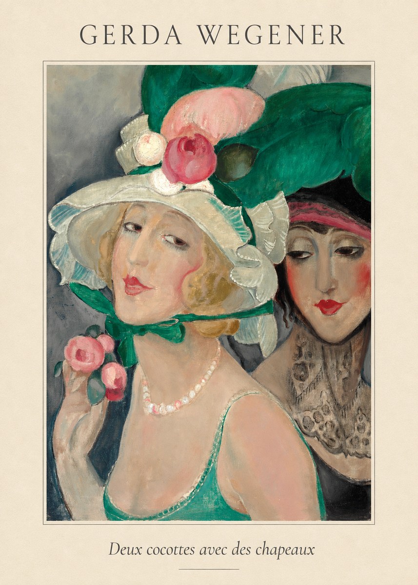 Gerda Wegener Deux Cocottes Avec Des Chapeaux No4 - Juliste