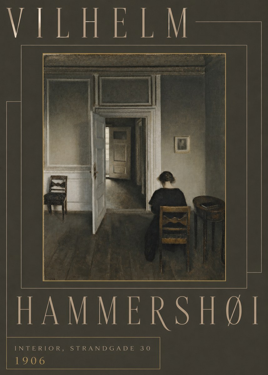 Vilhelm Hammershøi Interior, Strandgade 30 II No6 - Juliste