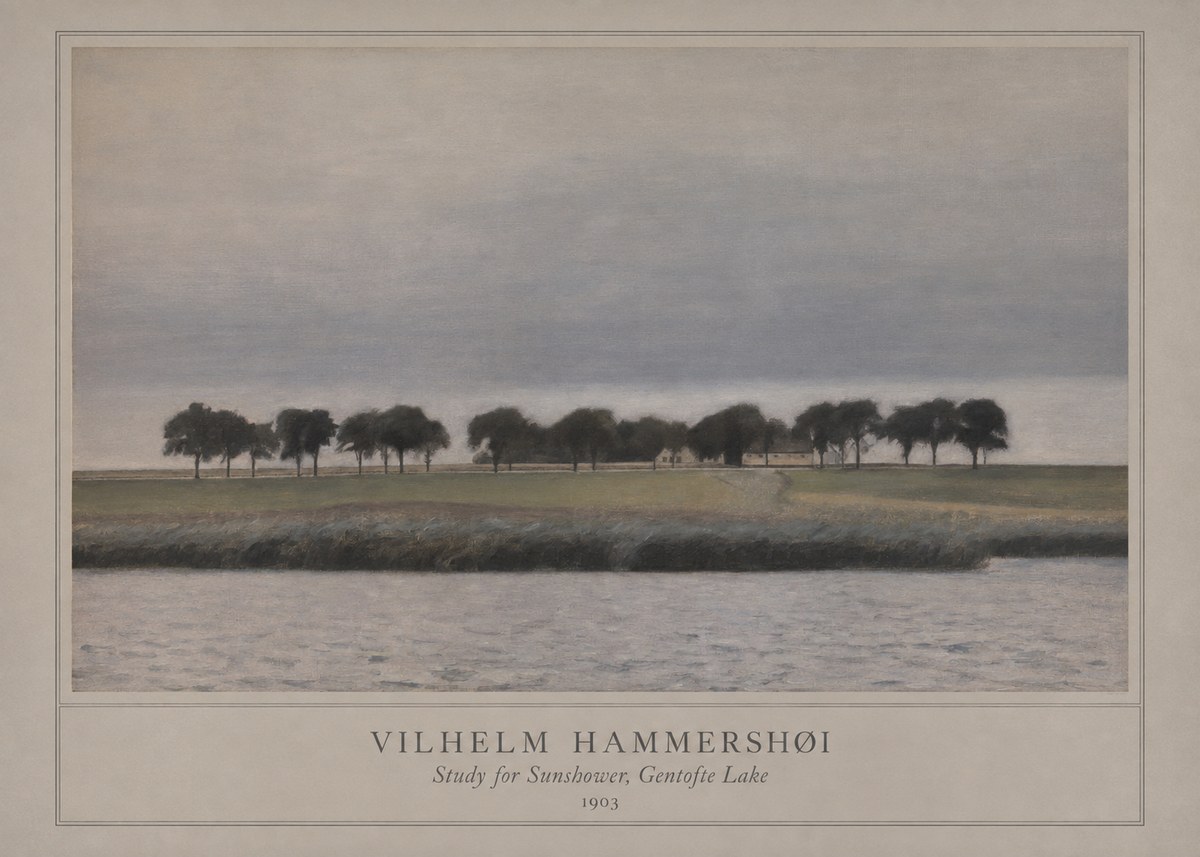 Vilhelm Hammershøi Study for Sunshower, Gentofte Lake No1 - Juliste