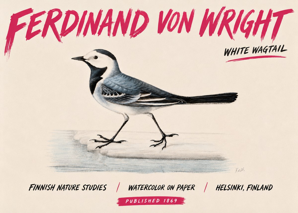 Ferdinand von Wright White Wagtail No6 - Juliste