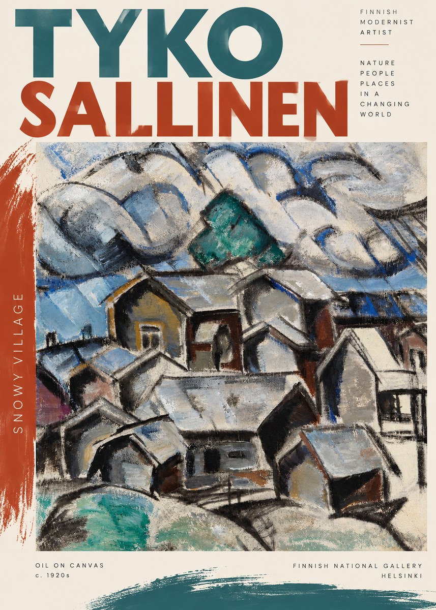 Tyko Sallinen Snowy Village No3 - Juliste