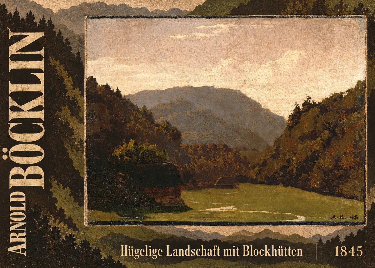 Arnold Böcklin Hügelige Landschaft Mit Blockhütten No5 - Juliste
