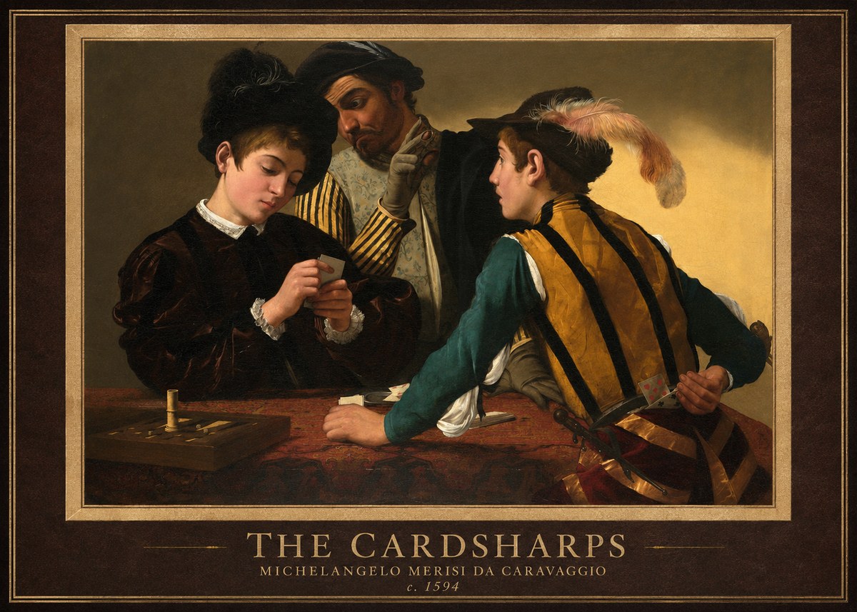 Michelangelo Merisi da Caravaggio The Cardsharps III No1 - Juliste