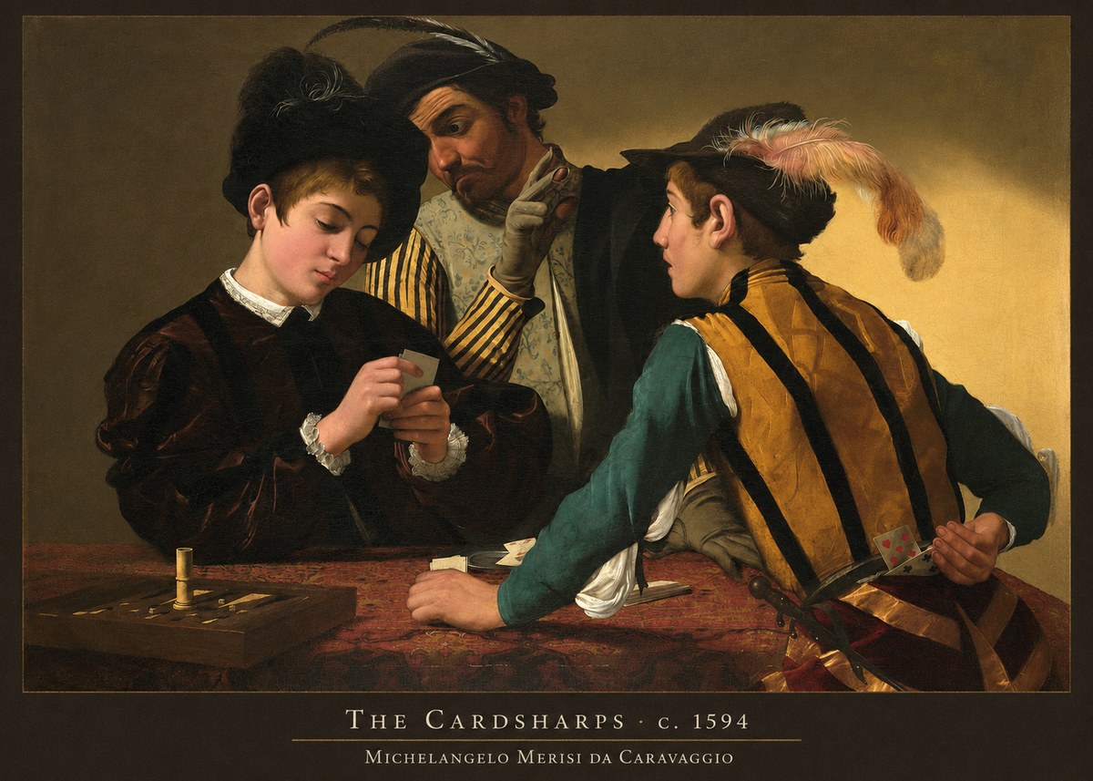 Michelangelo Merisi da Caravaggio The Cardsharps III No3 - Juliste