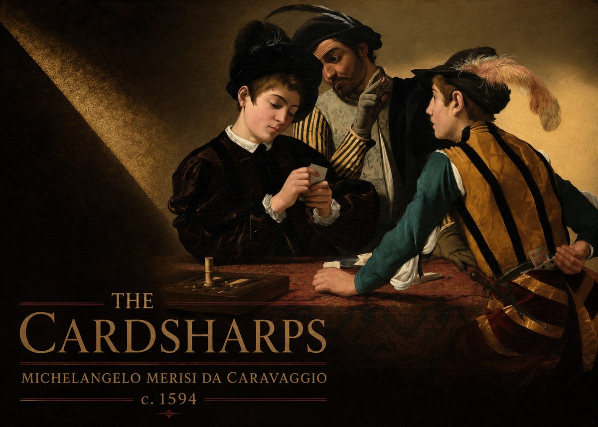 Michelangelo Merisi da Caravaggio The Cardsharps III No6 - Juliste