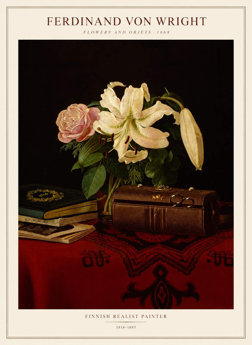 Ferdinand von Wright Flowers and Objets No1 - Juliste