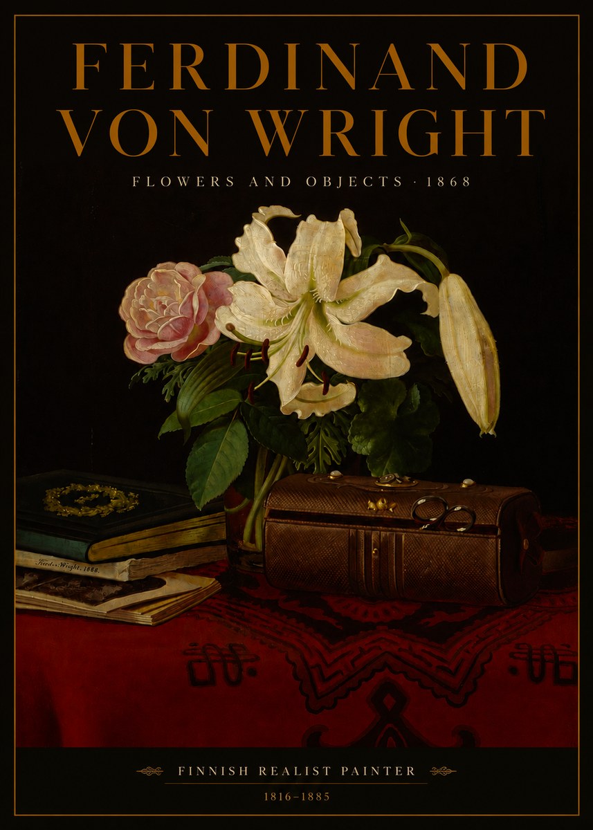Ferdinand von Wright Flowers and Objets No4 - Juliste