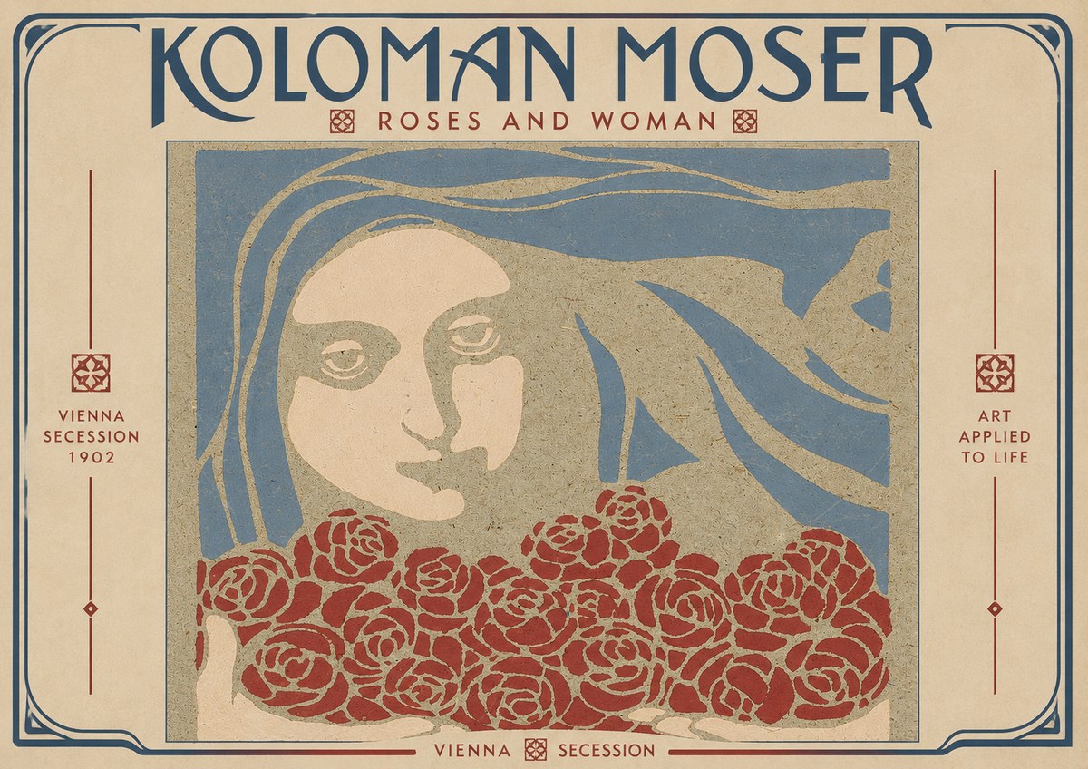Koloman Moser Roses and Woman No4 - Juliste