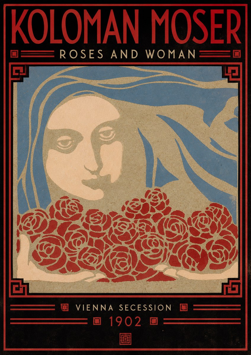 Koloman Moser Roses and Woman No5 - Juliste