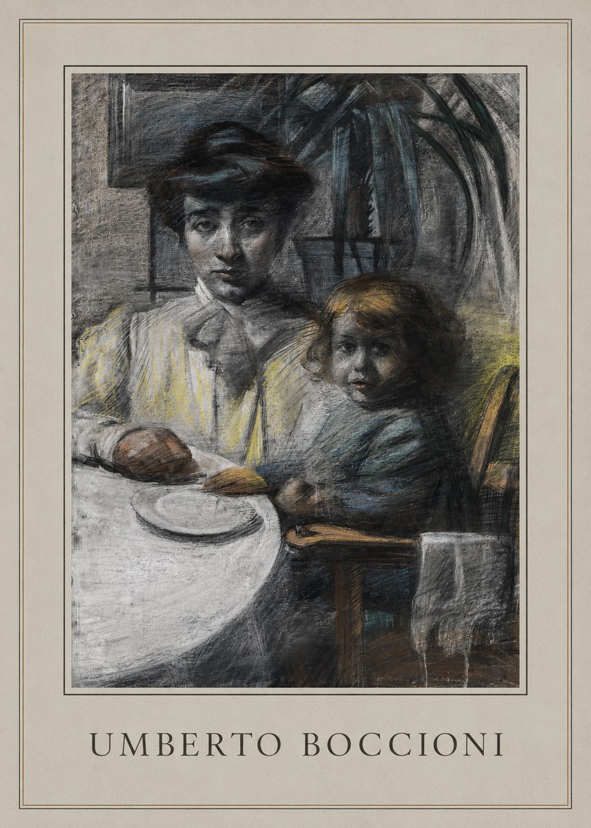 Umberto Boccioni Mother and Sister No5 - Juliste