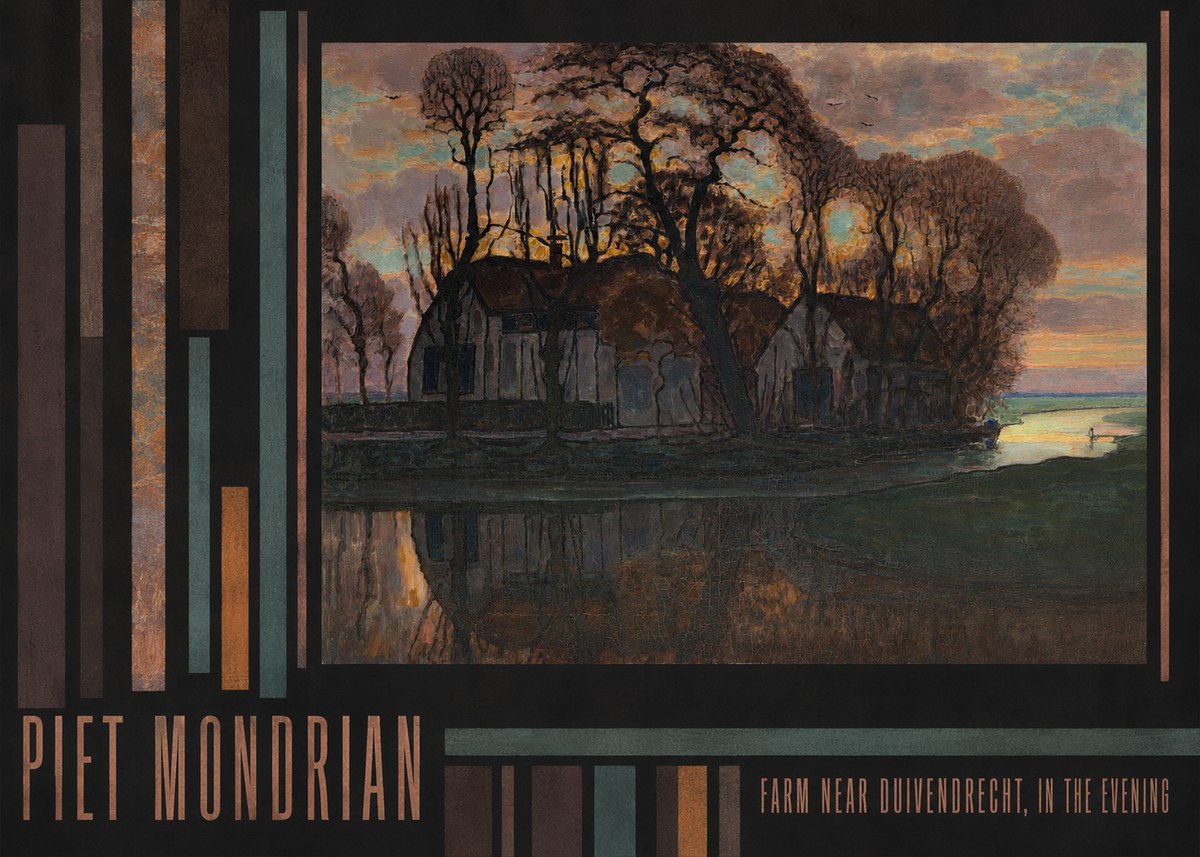 Piet Mondrian Farm Near Duivendrecht, in the Evening No5 - Juliste