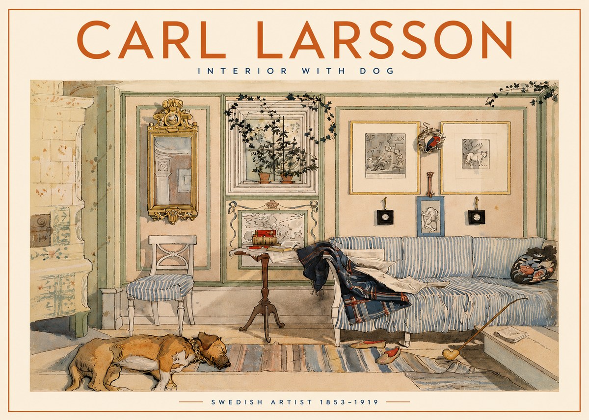 Carl Larsson Interior with Dog No5 - Juliste