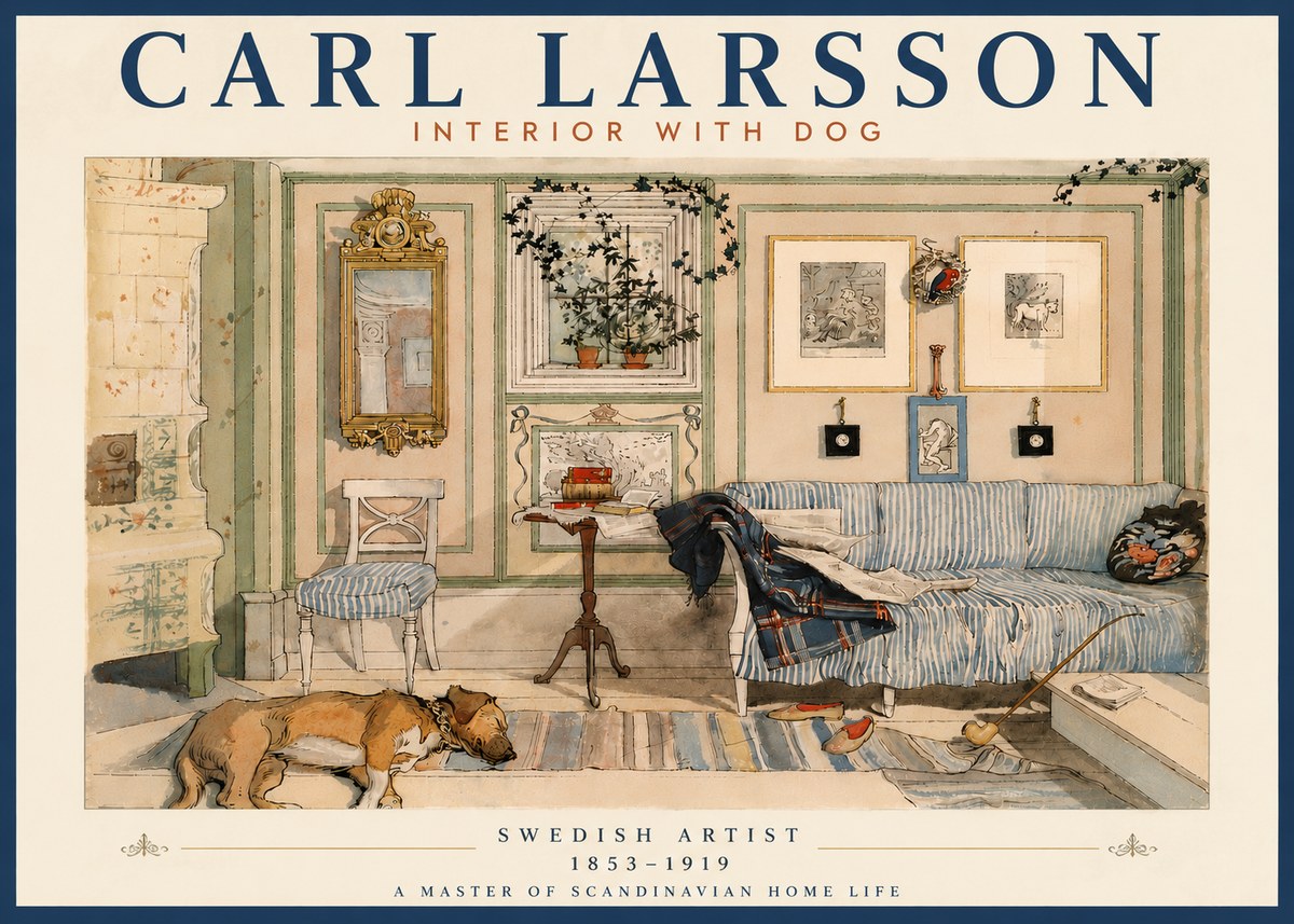 Carl Larsson Interior with Dog No6 - Juliste