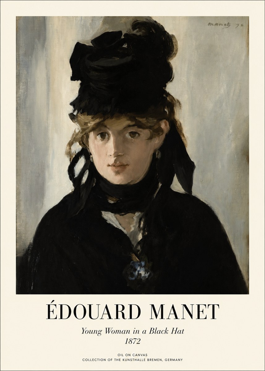 Édouard Manet Young Woman in a Black Hat I No1 - Juliste