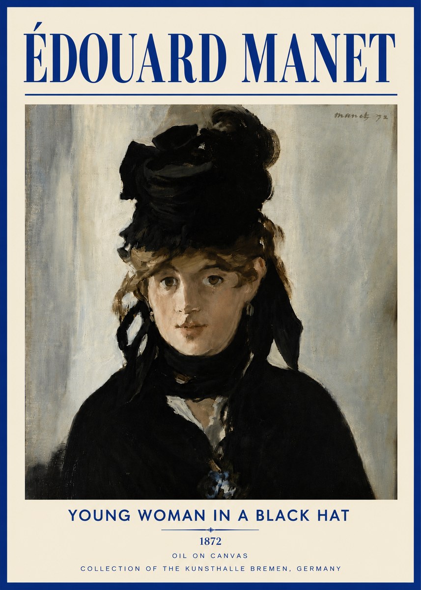 Édouard Manet Young Woman in a Black Hat I No5 - Juliste
