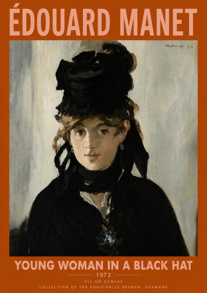 Édouard Manet Young Woman in a Black Hat I No6 - Juliste
