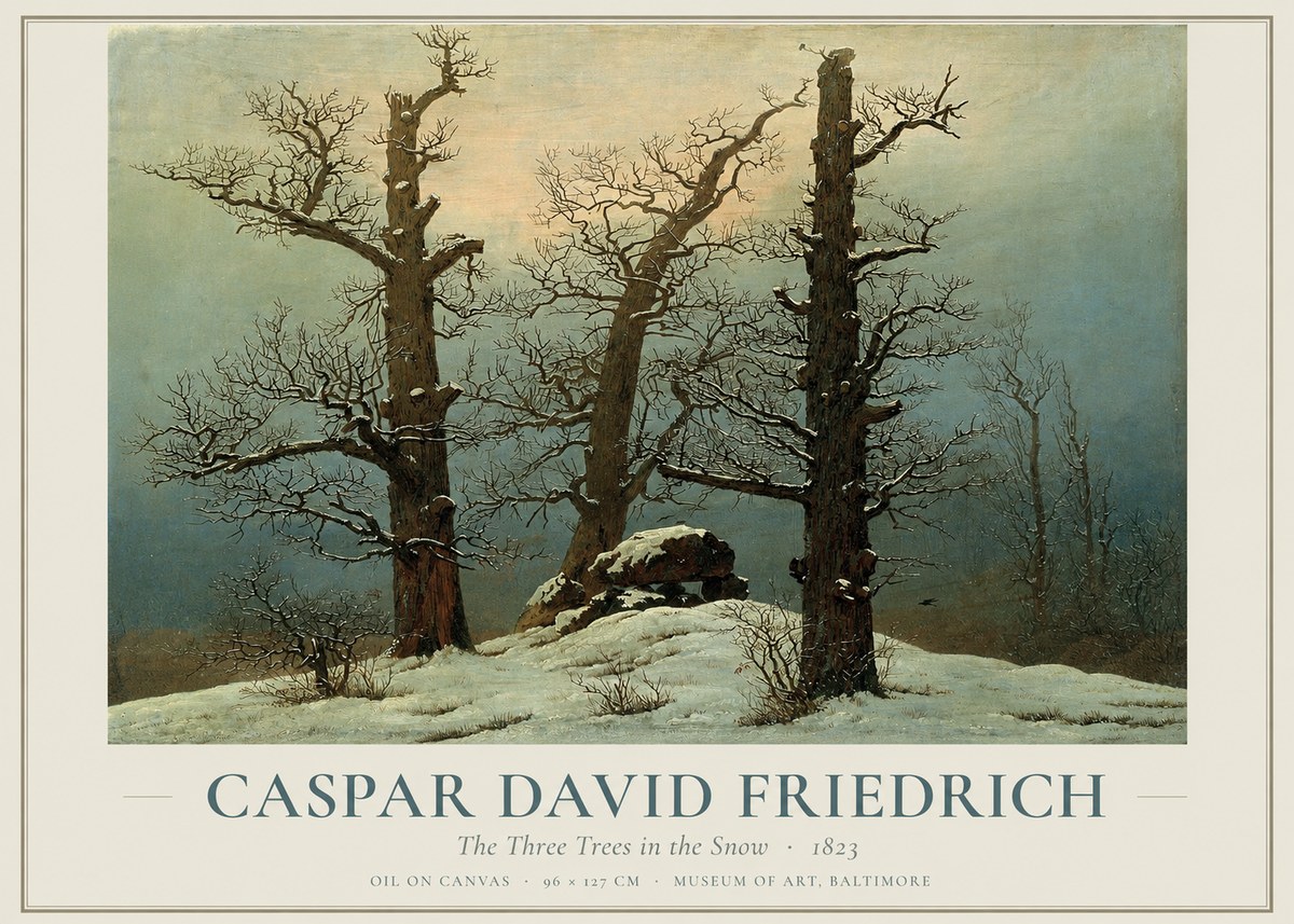 Caspar David Friedrich The Three Trees in the Snow No1 - Juliste