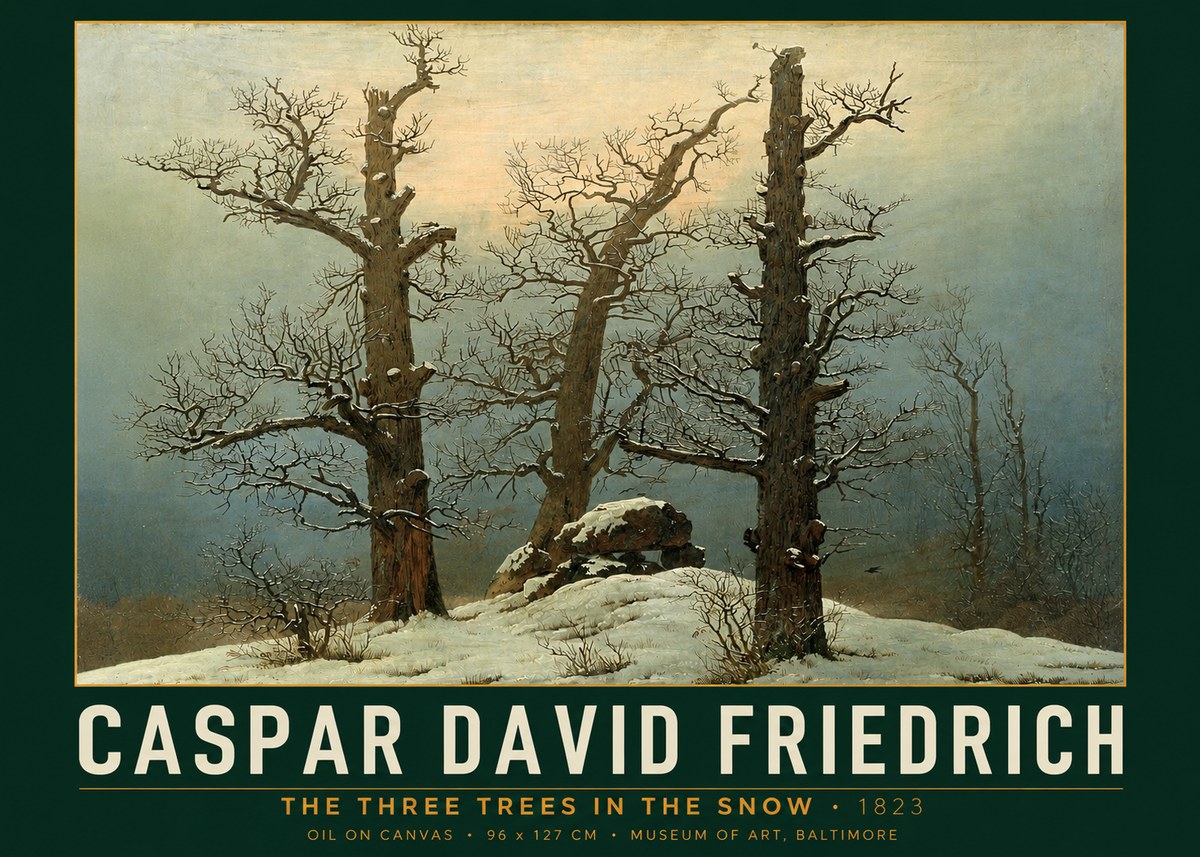Caspar David Friedrich The Three Trees in the Snow No2 - Juliste