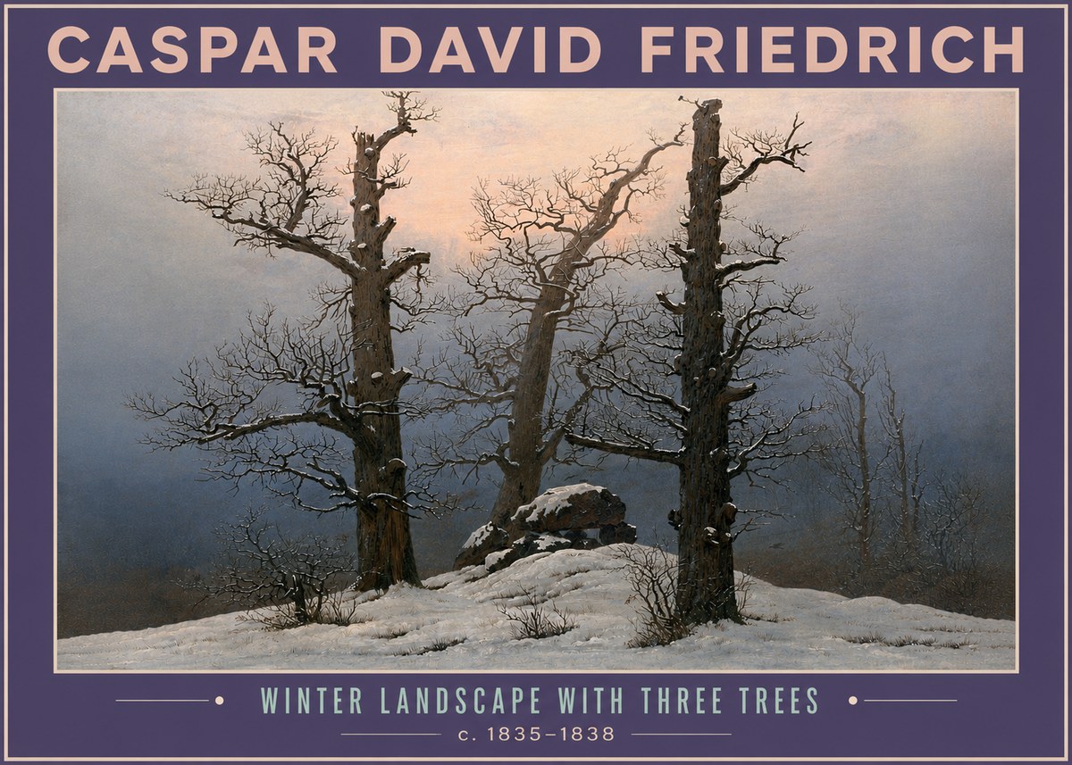 Caspar David Friedrich The Three Trees in the Snow No6 - Juliste