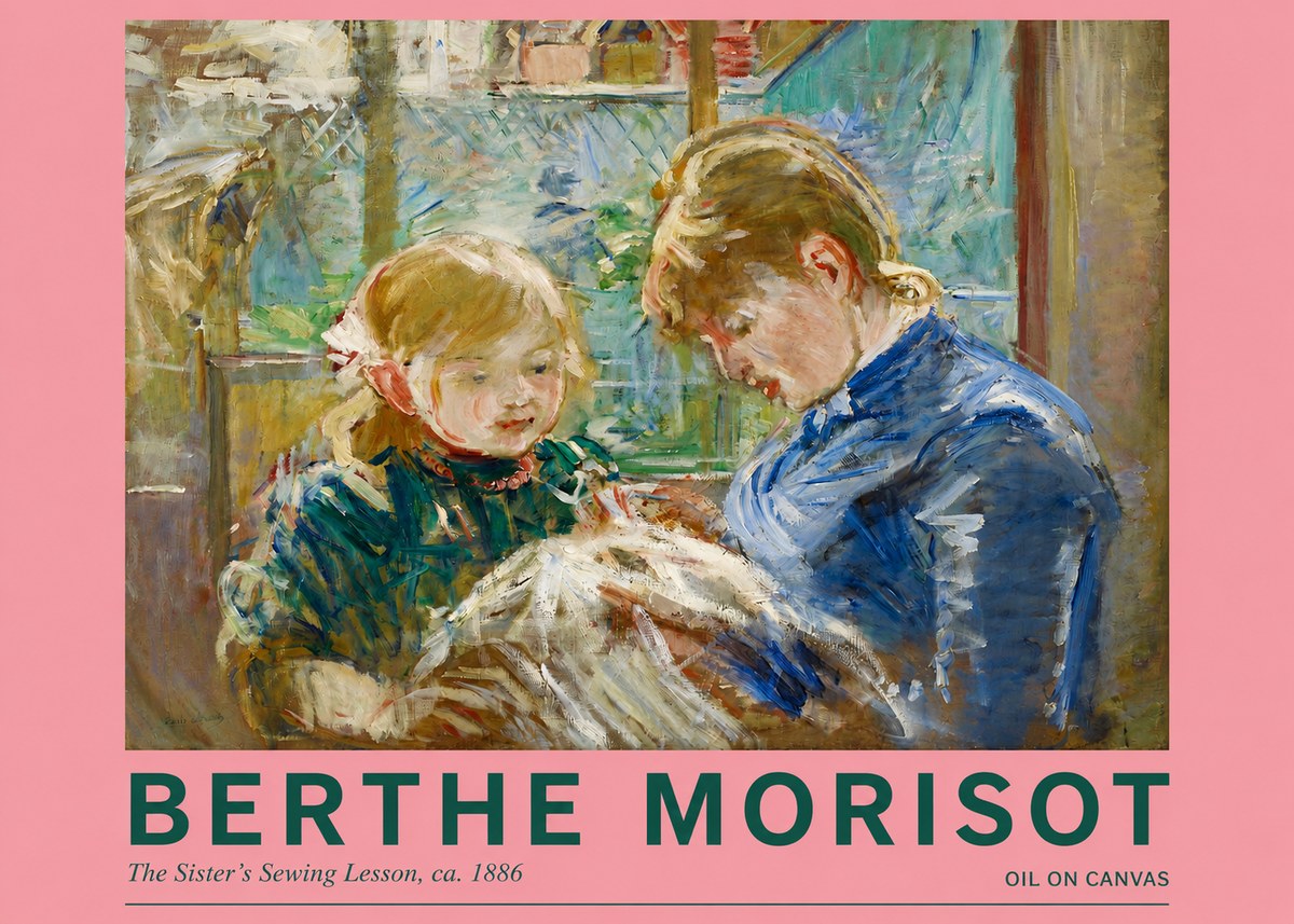 Berthe Morisot The Sister's Sewing Lesson, Ca. 1886 No2 - Juliste