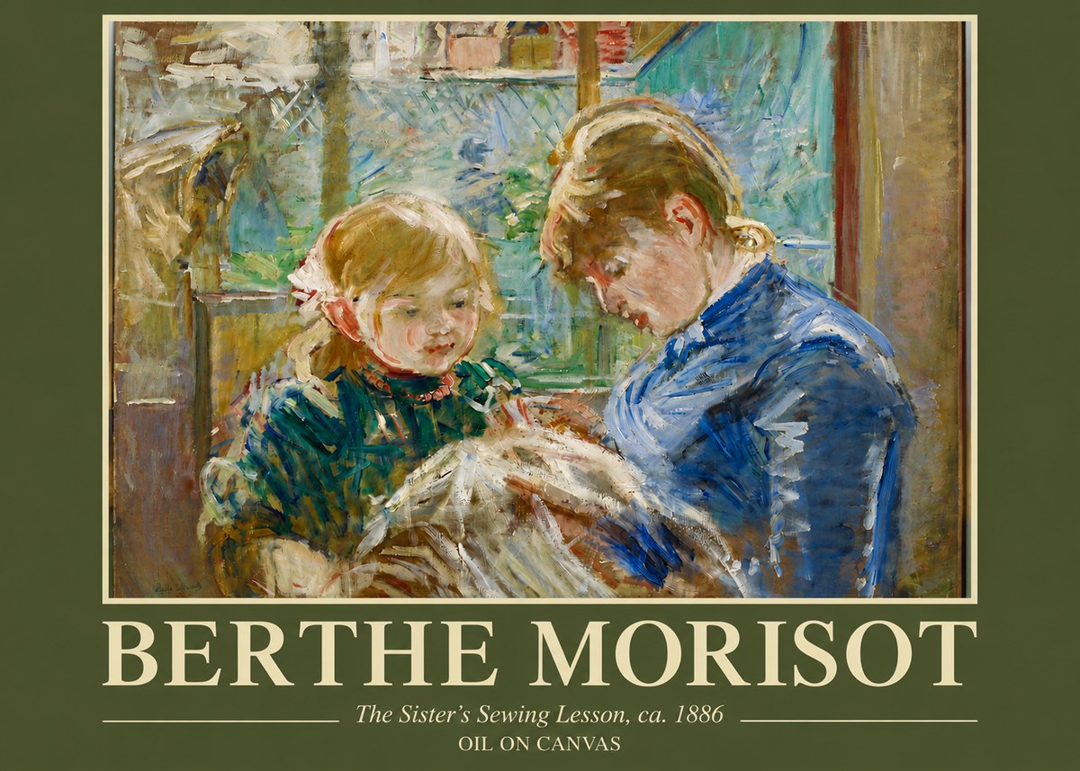Berthe Morisot The Sister's Sewing Lesson, Ca. 1886 No4 - Juliste