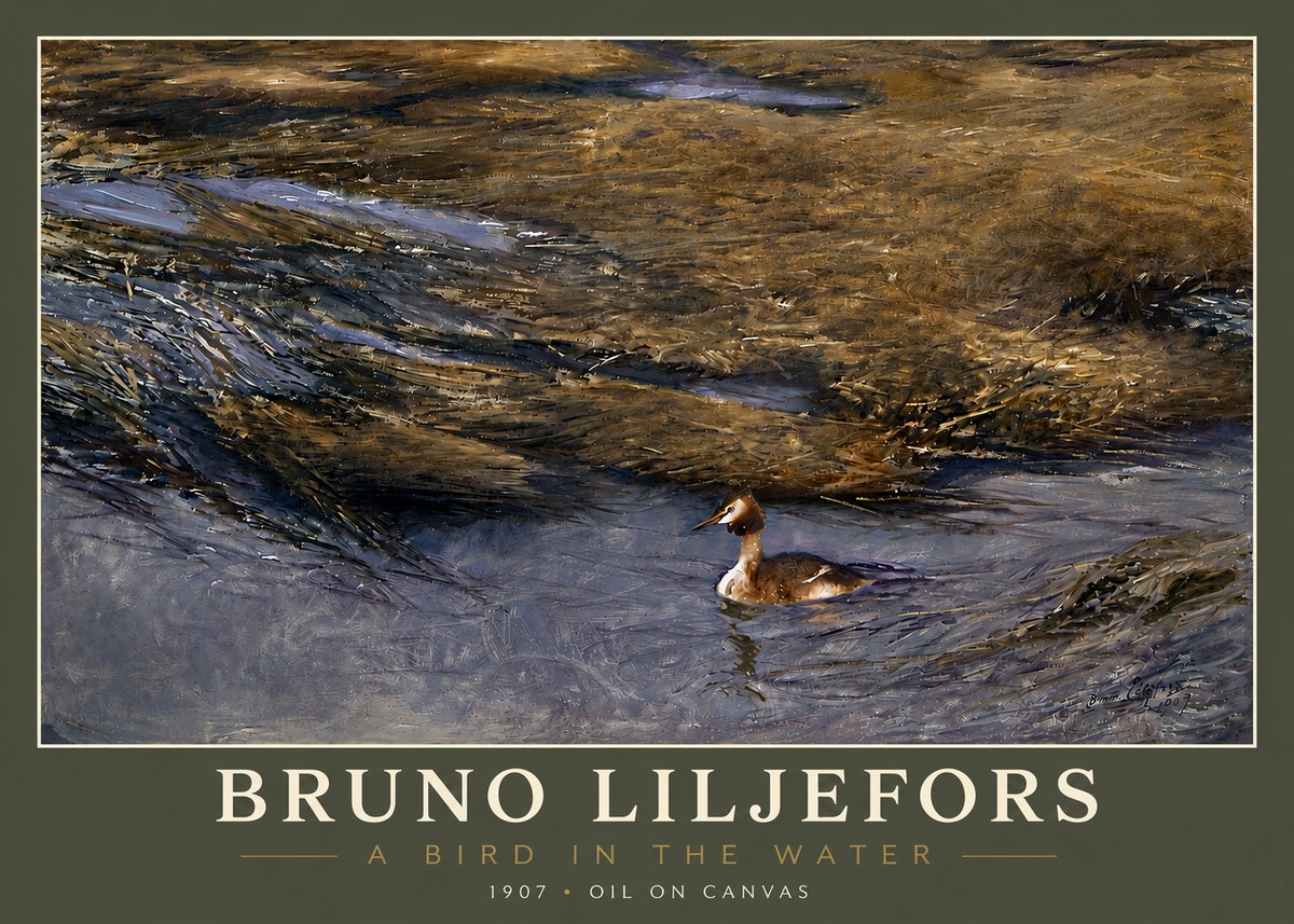 Bruno Liljefors A Bird in the Water No4 - Juliste