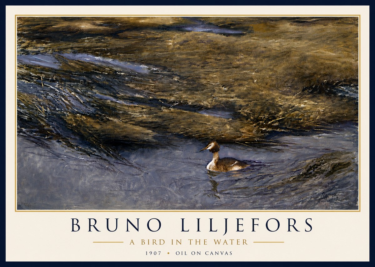 Bruno Liljefors A Bird in the Water No6 - Juliste