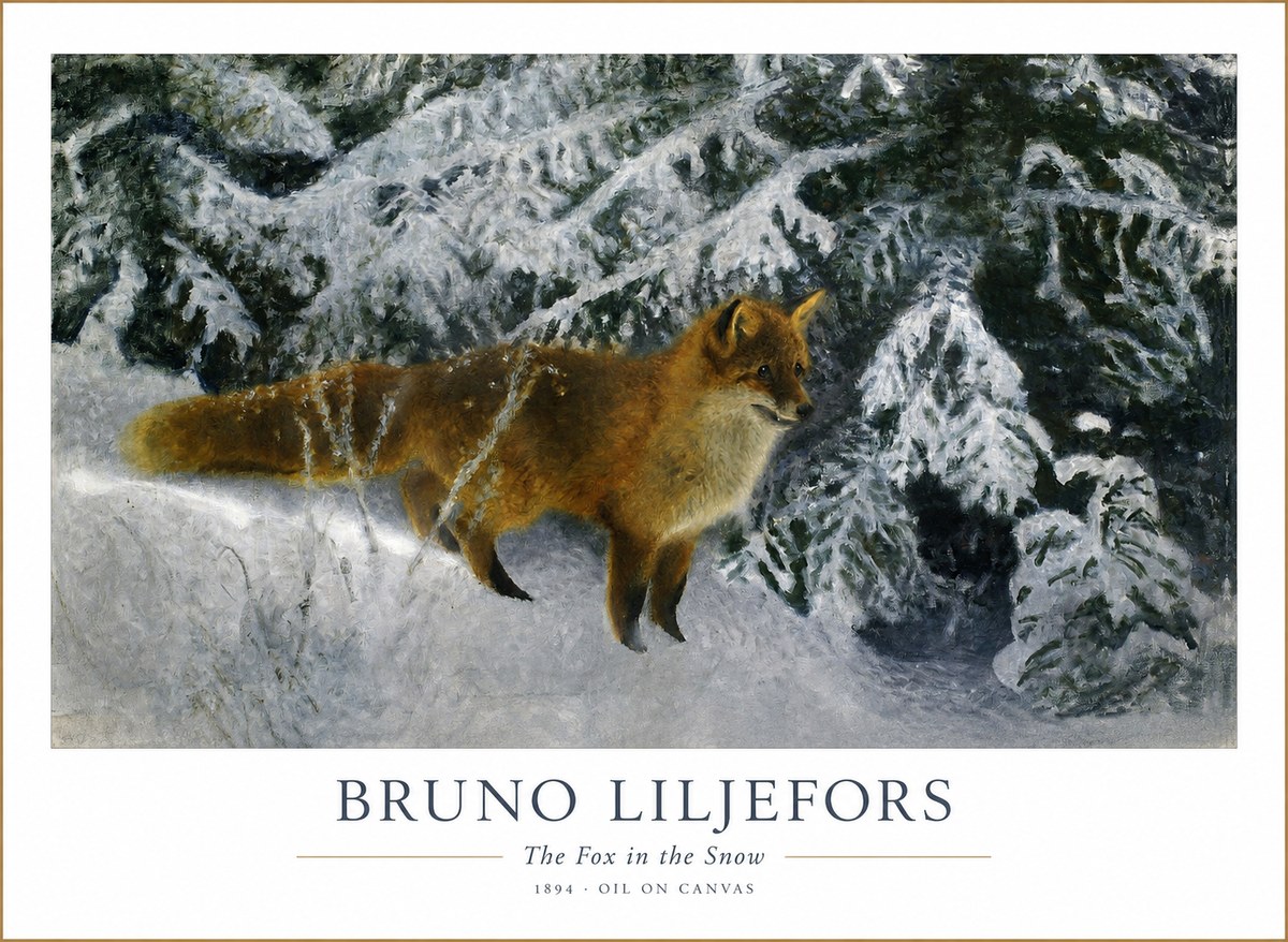 Bruno Liljefors The Fox in the Snow No1 - Juliste