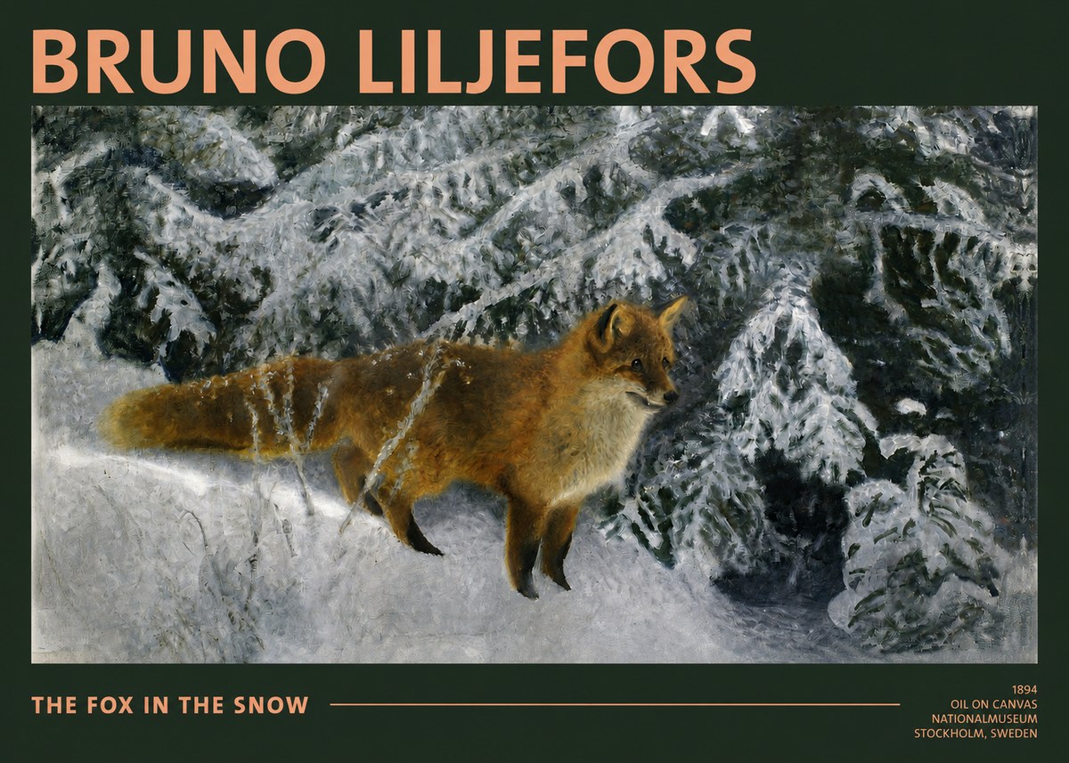 Bruno Liljefors The Fox in the Snow No2 - Juliste