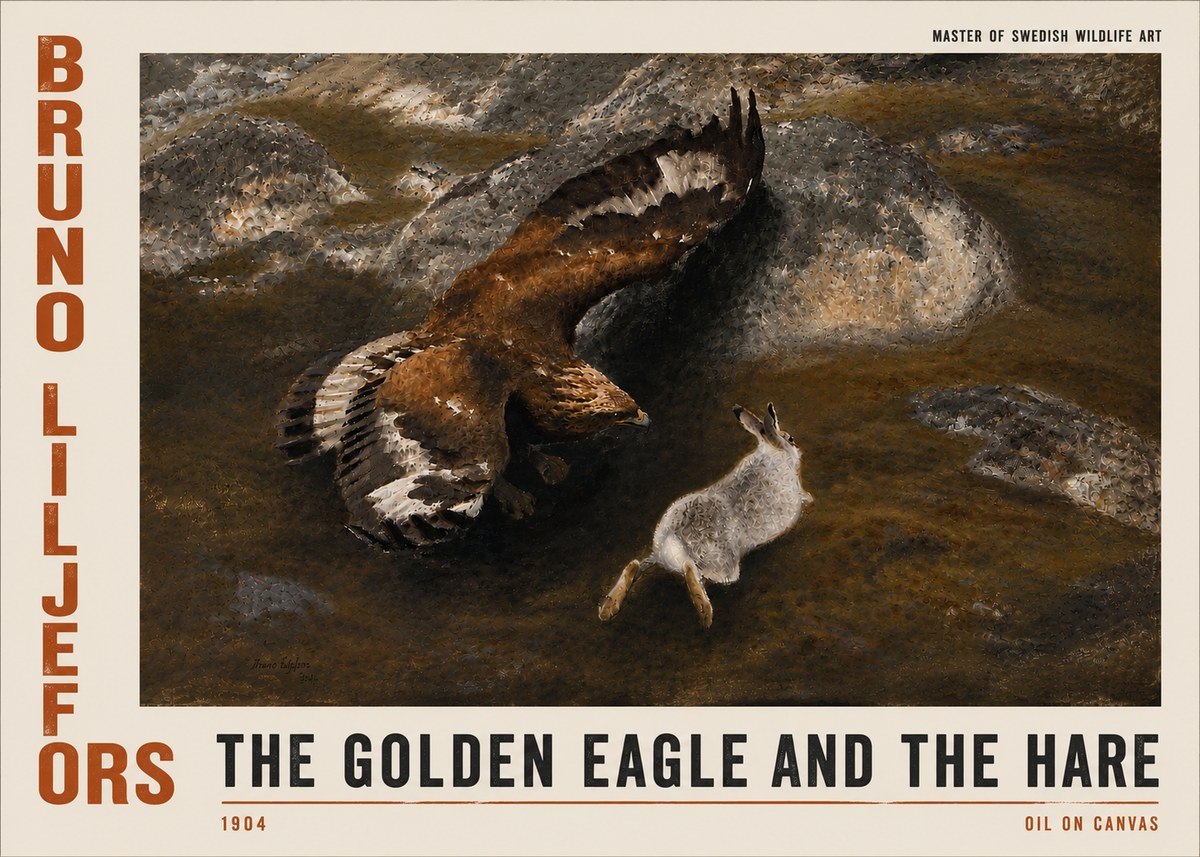 Bruno Liljefors The Golden Eagle and the Hare, 1904 No4 - Juliste