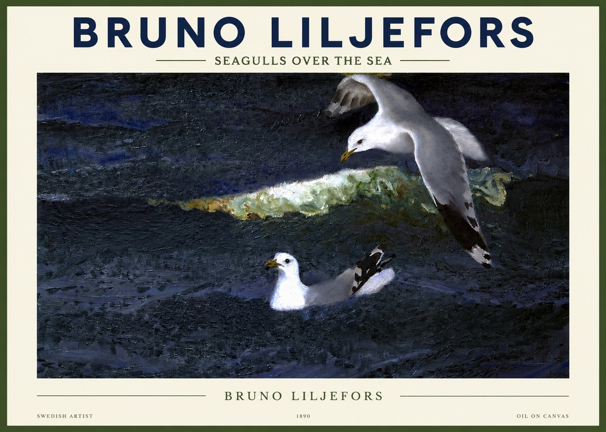 Bruno Liljefors Seagulls over the Sea No2 - Juliste