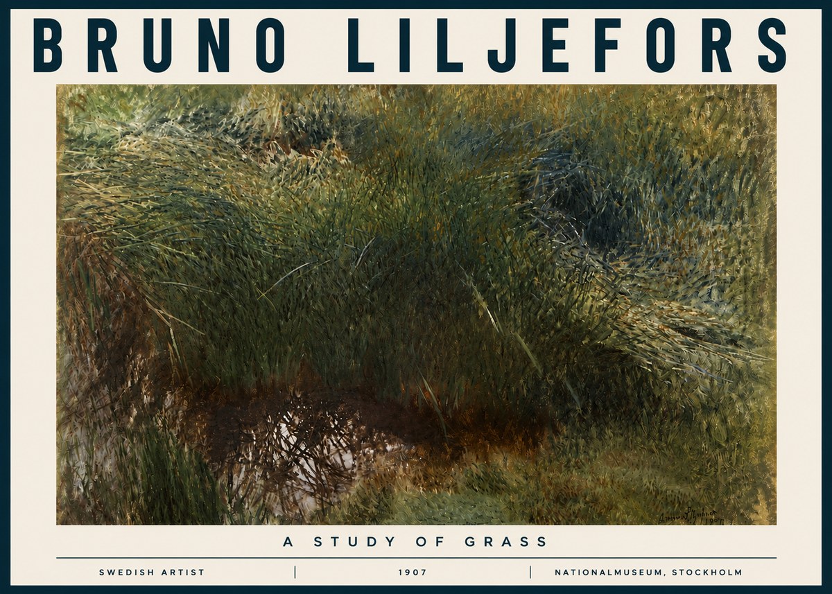 Bruno Liljefors A Study of Grass No4 - Juliste