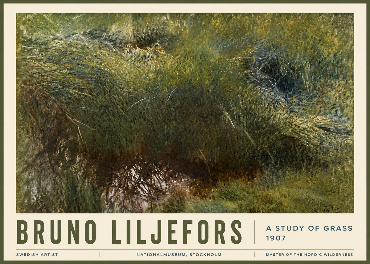 Bruno Liljefors A Study of Grass No6 - Juliste