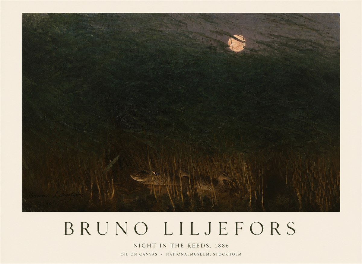 Bruno Liljefors Night in the Reeds No1 - Juliste