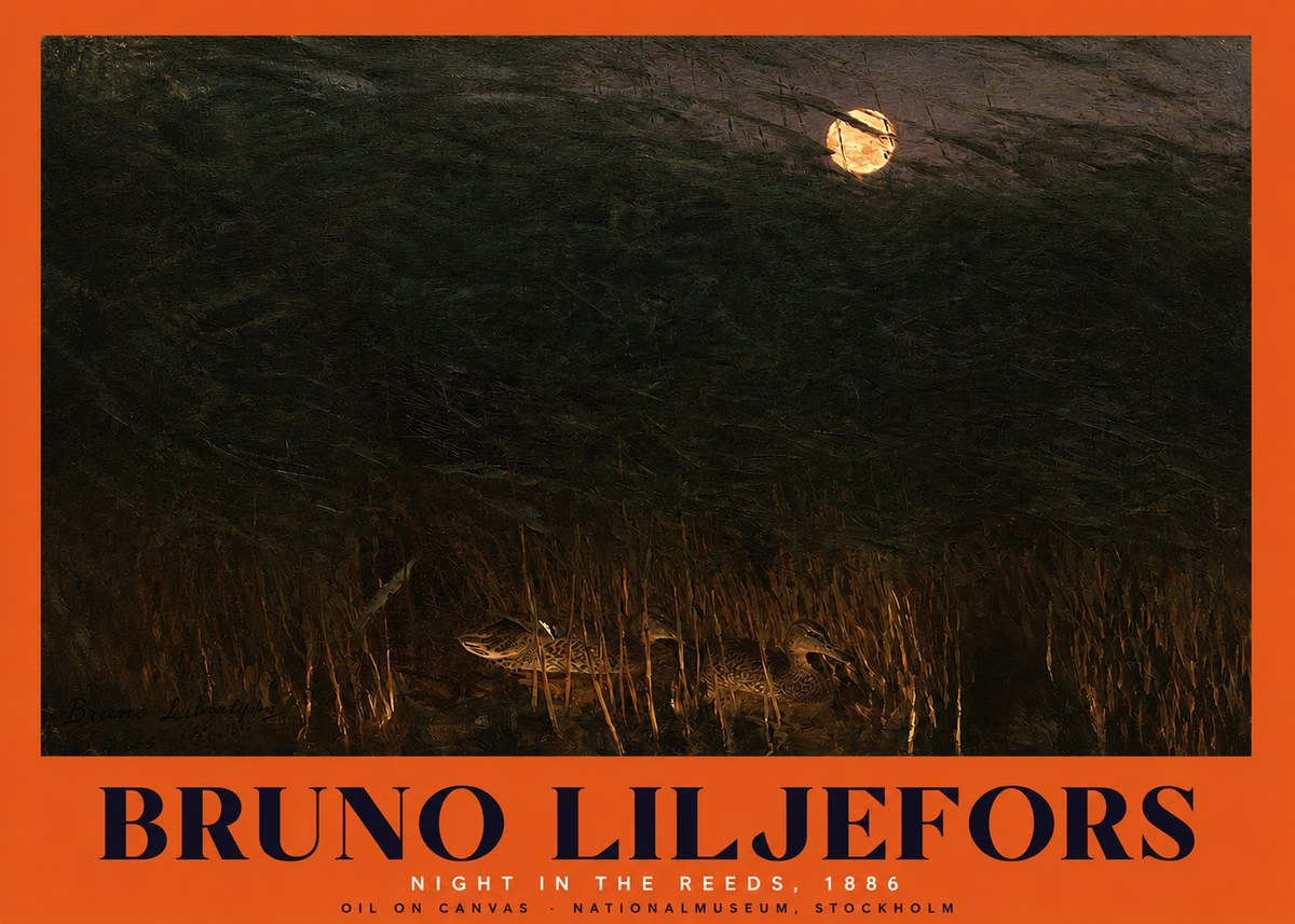 Bruno Liljefors Night in the Reeds No2 - Juliste
