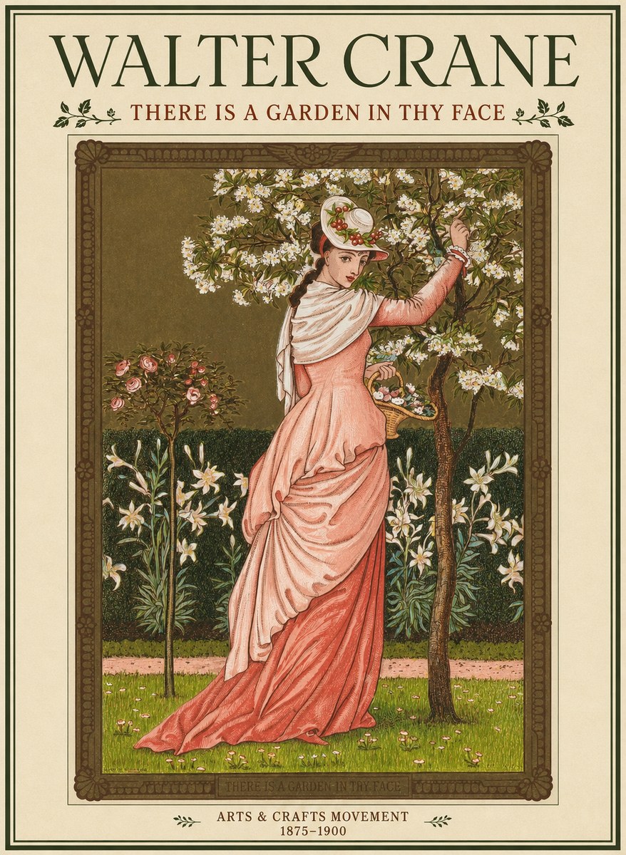 Walter Crane There Is a Garden in Thy Face I No1 - Juliste