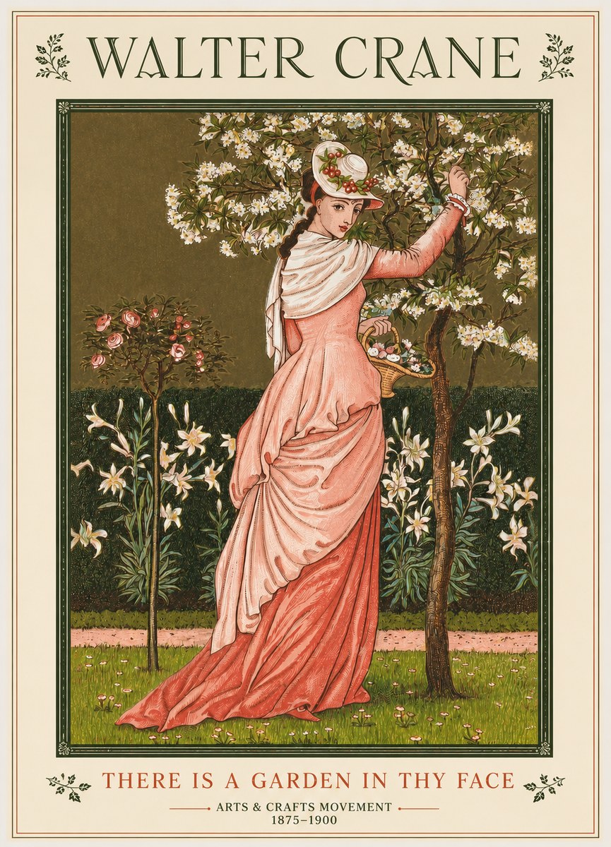 Walter Crane There Is a Garden in Thy Face I No2 - Juliste