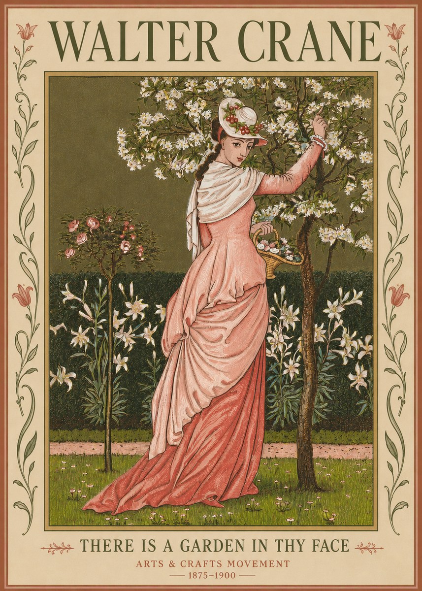 Walter Crane There Is a Garden in Thy Face I No3 - Juliste