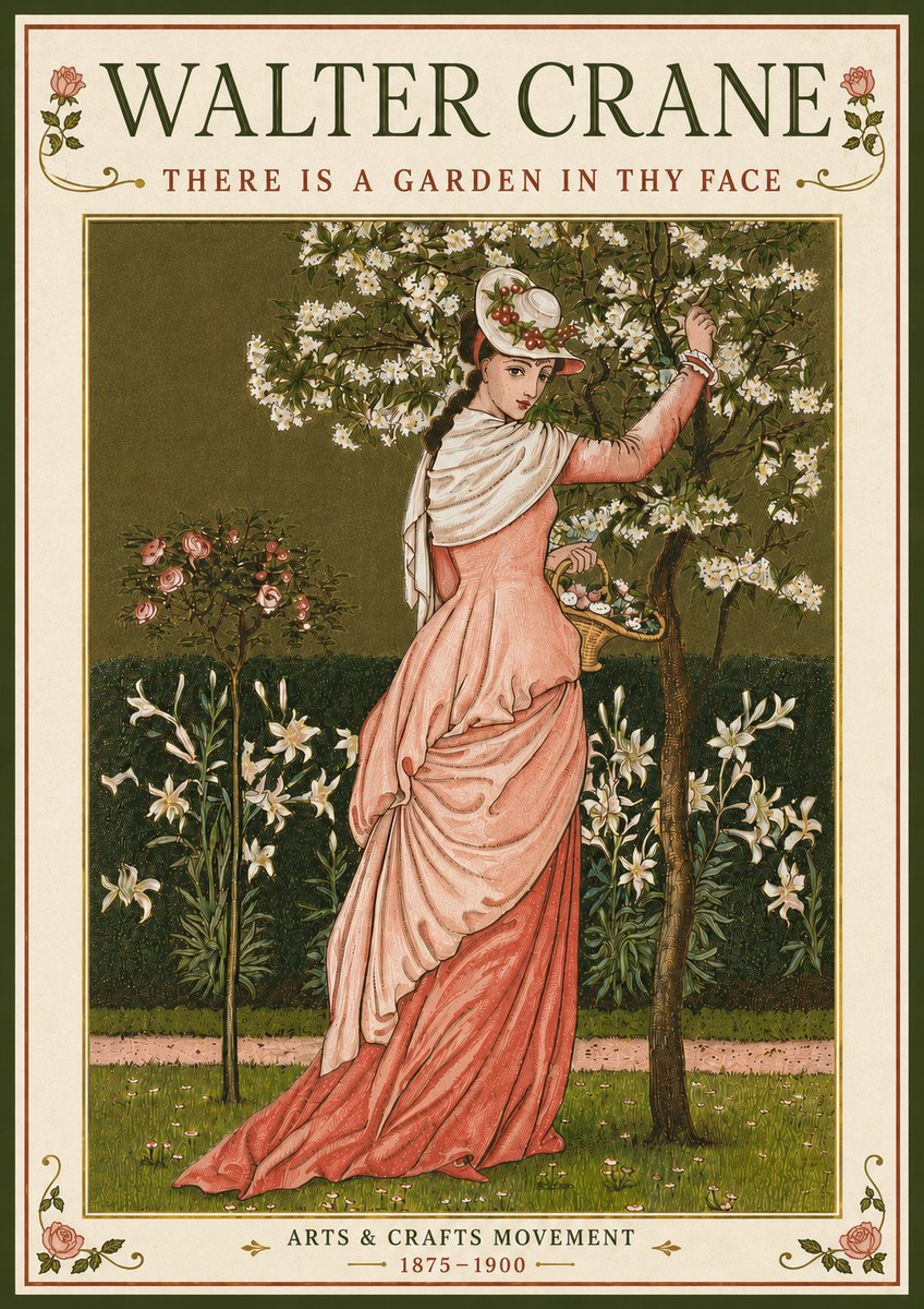 Walter Crane There Is a Garden in Thy Face I No6 - Juliste