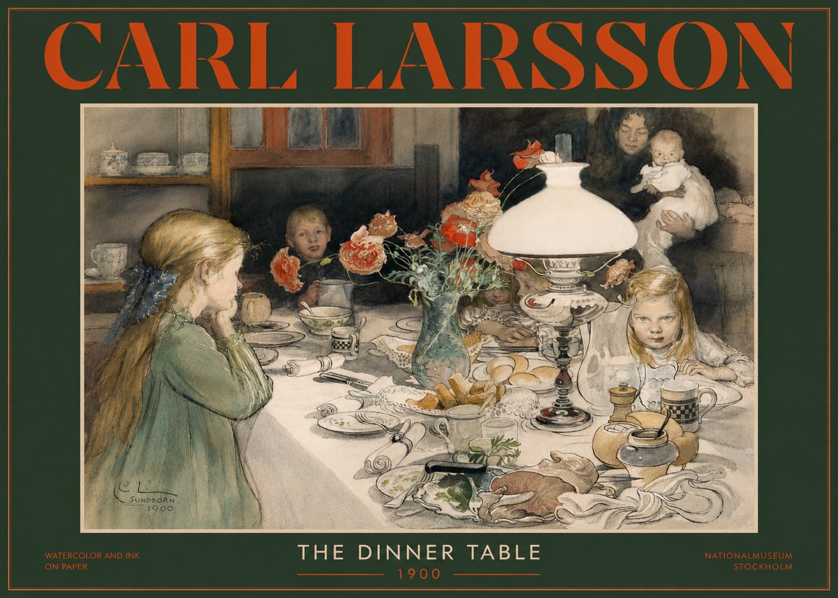Carl Larsson The Dinner Table No5 - Juliste